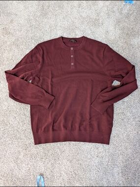 Quince Men's 100% Mongolian Cashmere Burgundy Henley Sweater XL NWOT